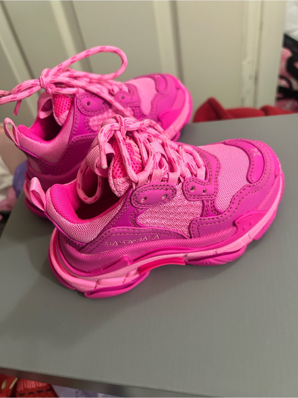 Balenciaga Kids Vibrant Pink Chunky Sneaker